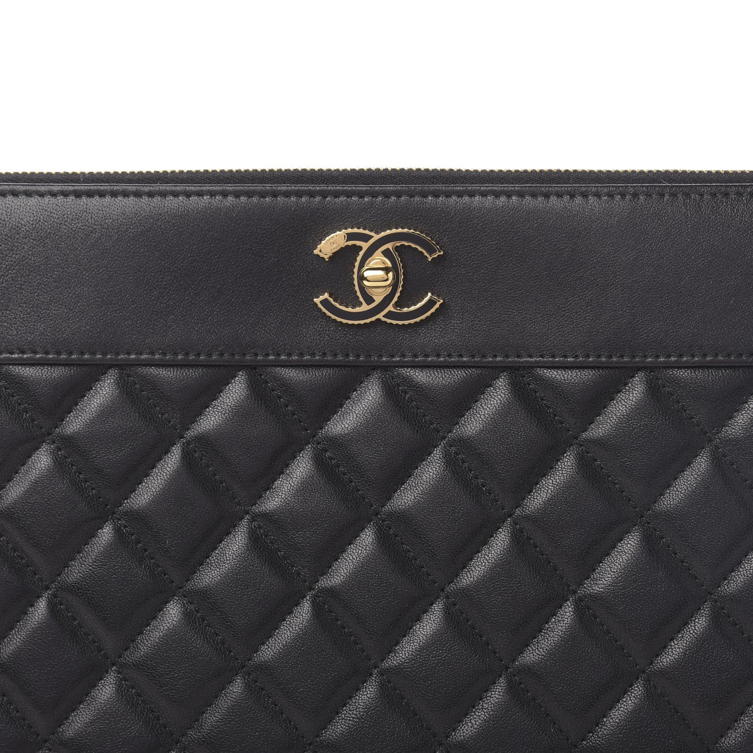 Chanel Lambskin Quilted Large Vintage Mademoiselle Cosmetic Case Black 10 of 11