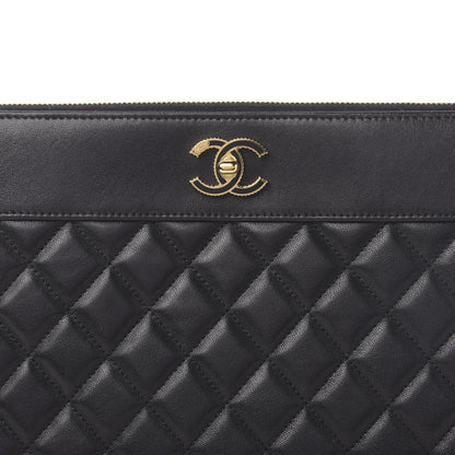 Chanel Lambskin Quilted Large Vintage Mademoiselle Cosmetic Case Black 10 of 11