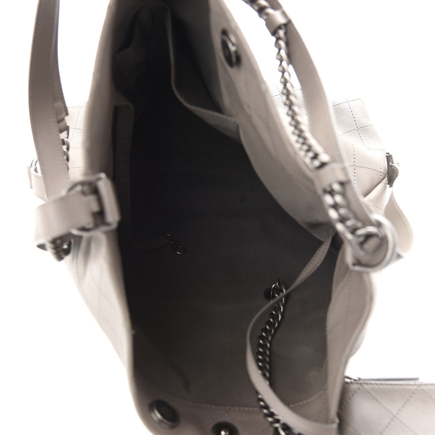 Calfskin Stitched Large Hobo Grey