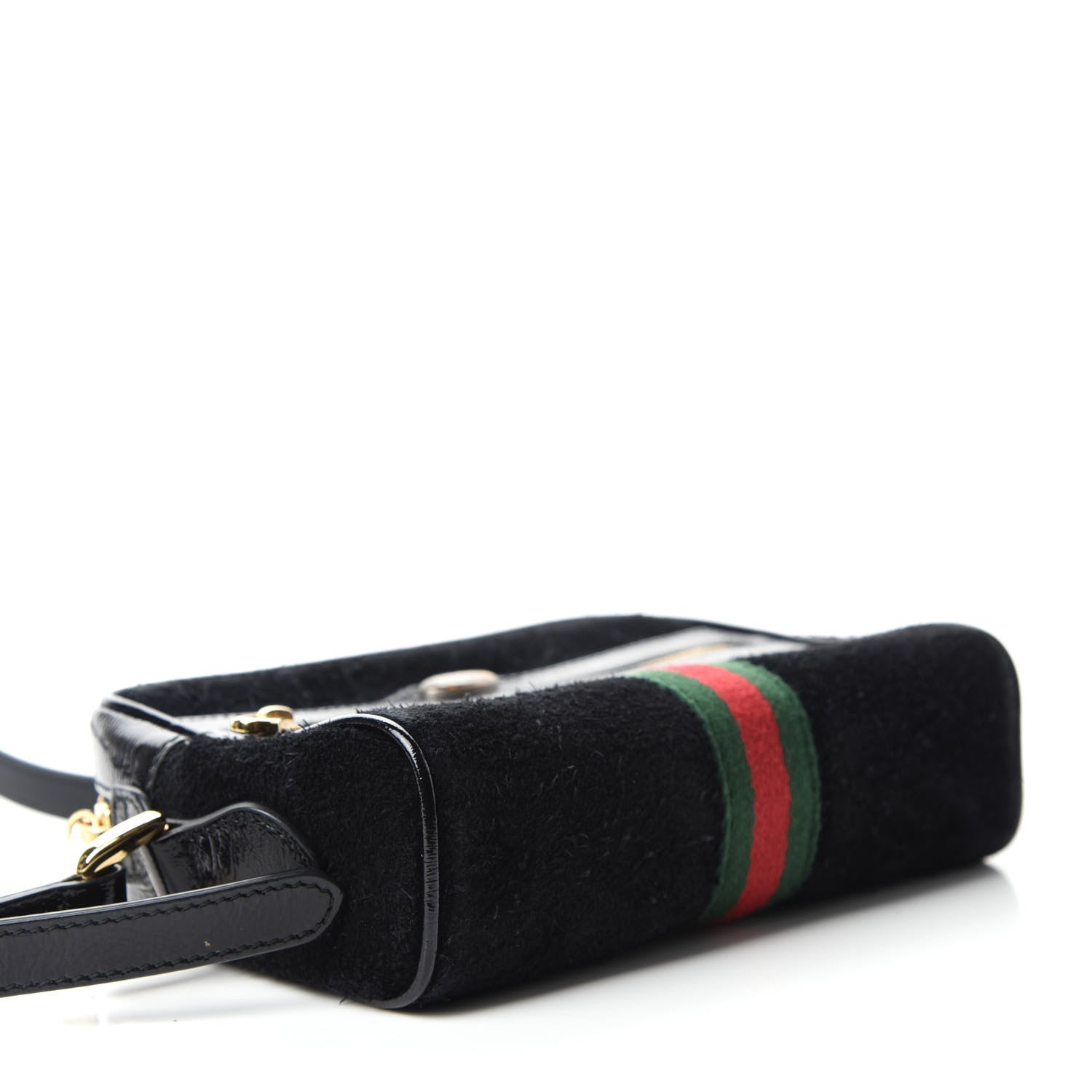 Gucci Suede Patent Web Mini Ophidia Shoulder Bag Black 4 of 11