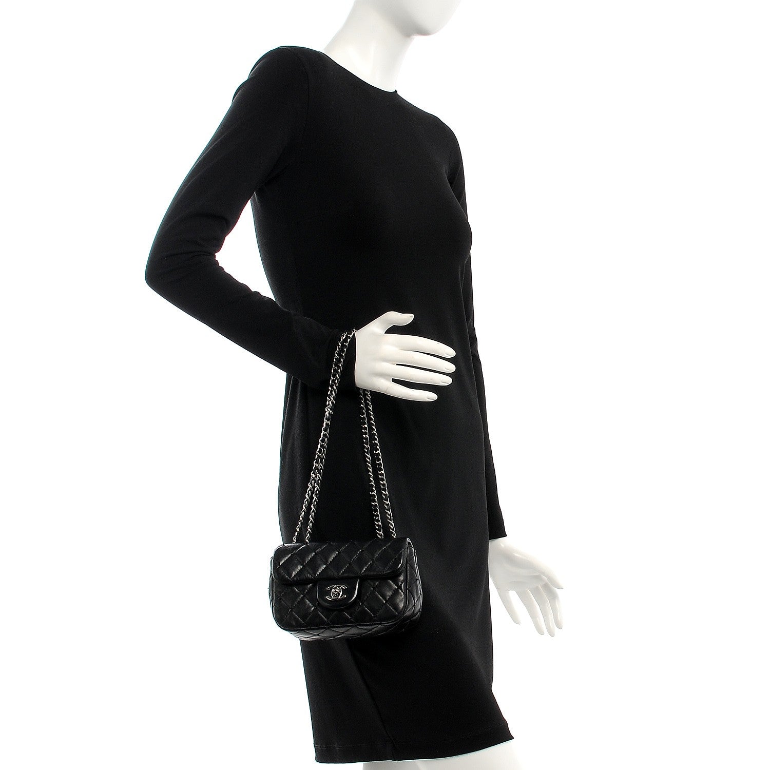 Chanel Lambskin Quilted Beaded Extra Mini Flap Black 2 of 8