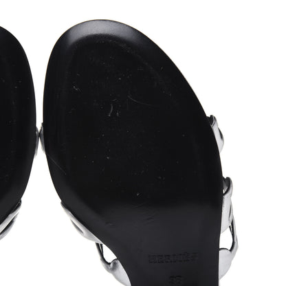 Hermes Metallic Calfskin Tandem Sandals 38 Gris Argente 12 of 13