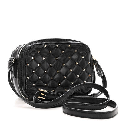 Valentino Garavani Nappa Rockstud Spike Double Zip Camera Crossbody Bag Black 3 of 14