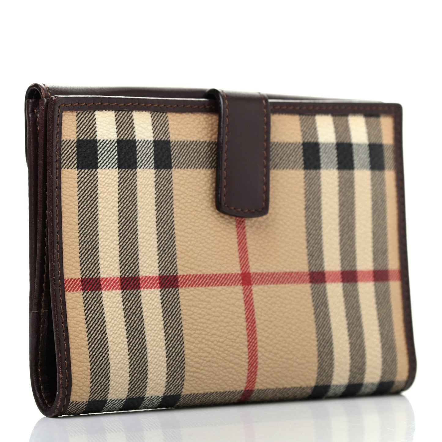Calfskin House Check Wallet Brown
