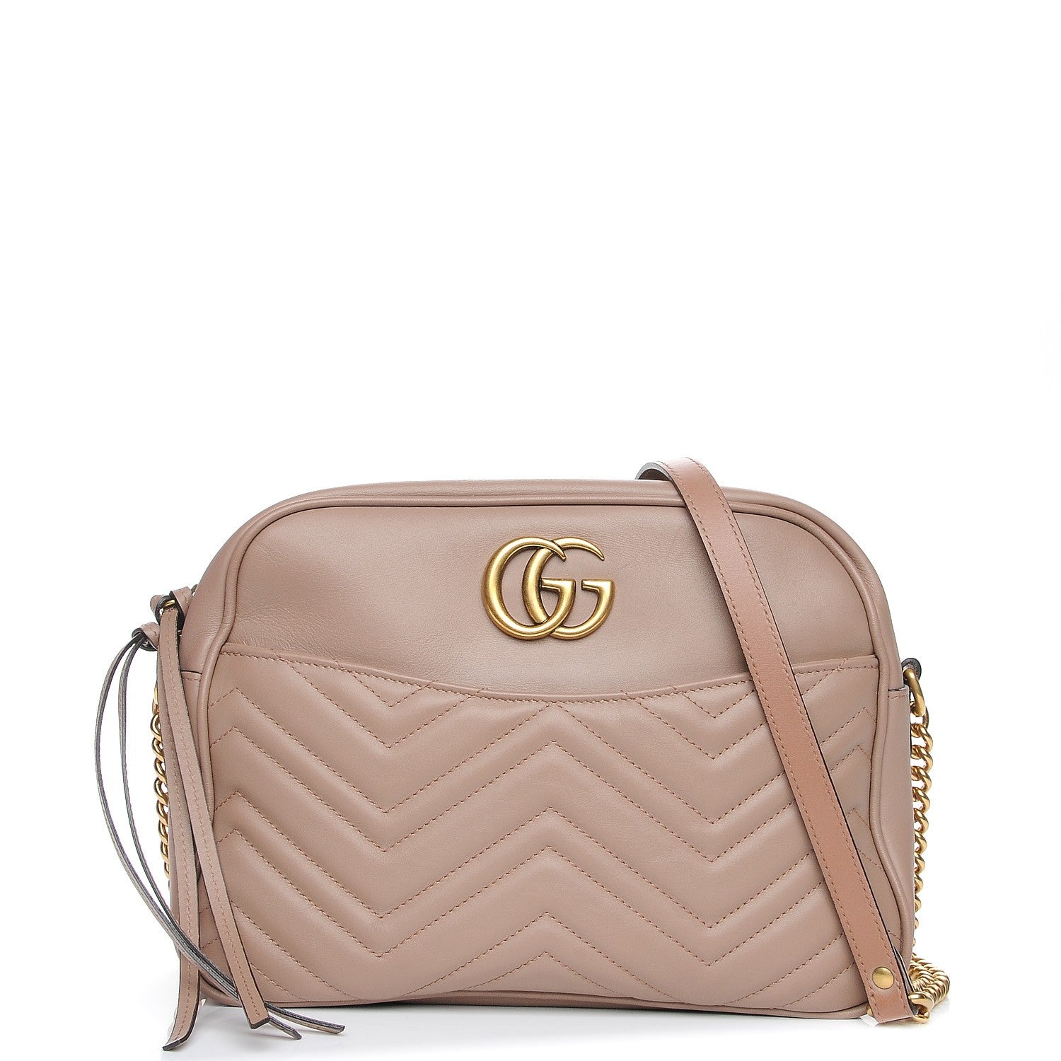 Gucci Calfskin Matelasse Medium GG Marmont Chain Shoulder Bag Porcelain Rose 1 of 11