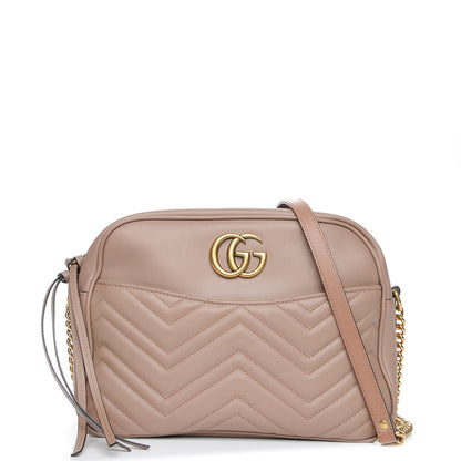 Gucci Calfskin Matelasse Medium GG Marmont Chain Shoulder Bag Porcelain Rose 1 of 11