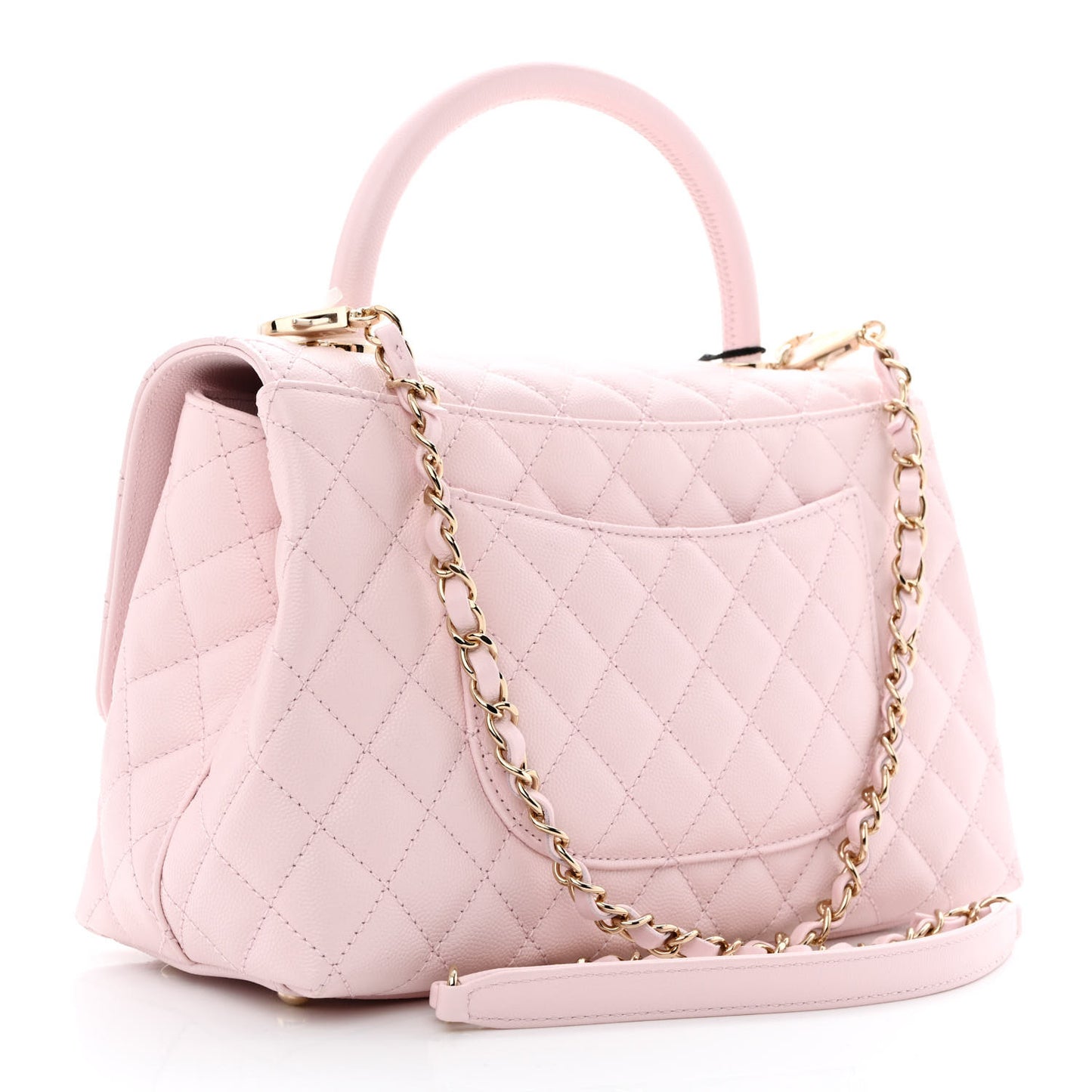 Caviar Quilted Small Coco Handle Flap Light Pink