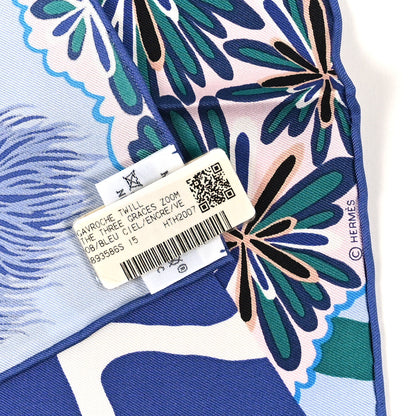 Hermes Silk The Three Graces Zoom Scarf 45 Bleu Ciel Encre Vert 3 of 3