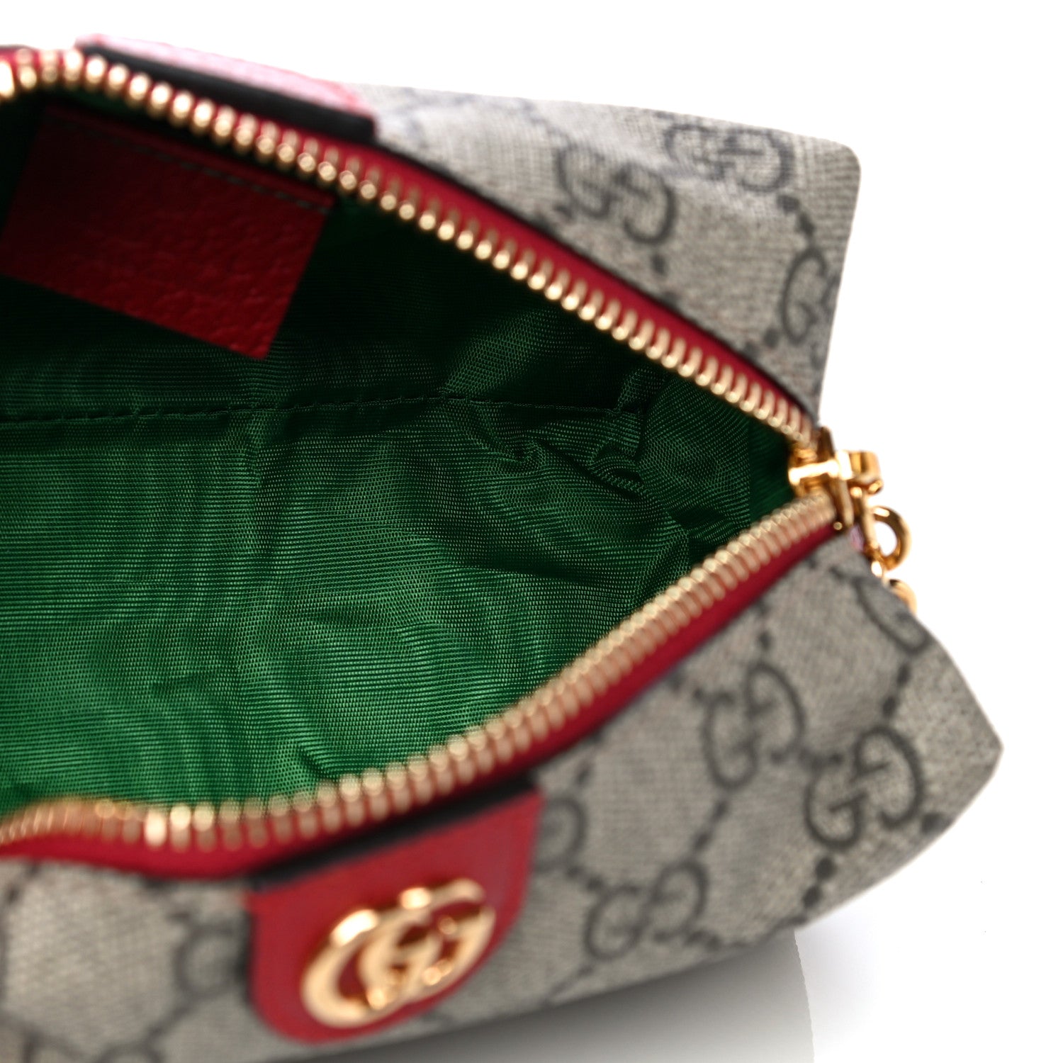 Gucci Soft GG Supreme Monogram Calfskin Small Ophidia Cosmetic Case Beige Ebony Hibiscus Red 6 of 13