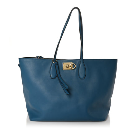 Salvatore Ferragamo Calfskin The Studio Tote Blue 2 of 8