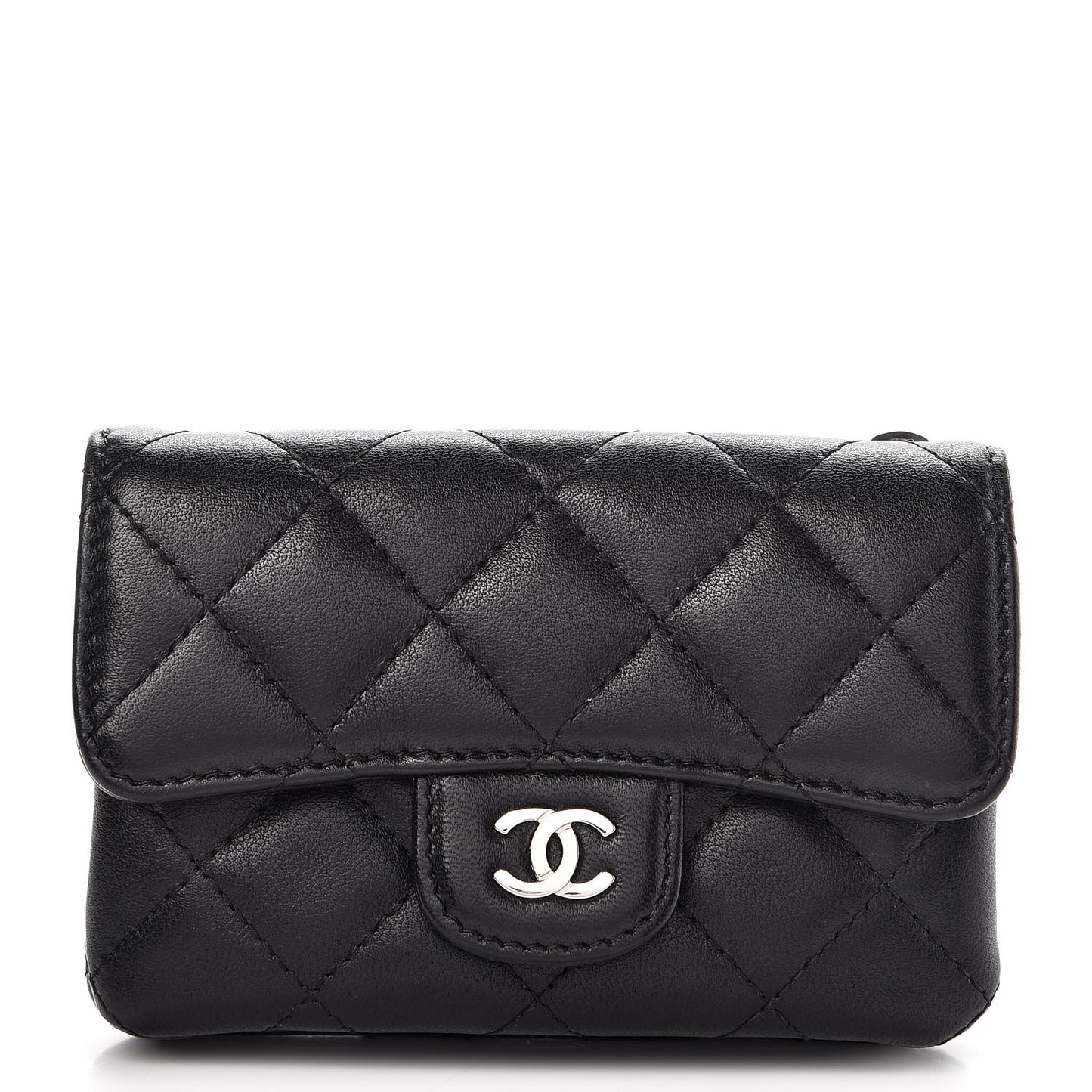 Lambskin Quilted Coin Purse Black