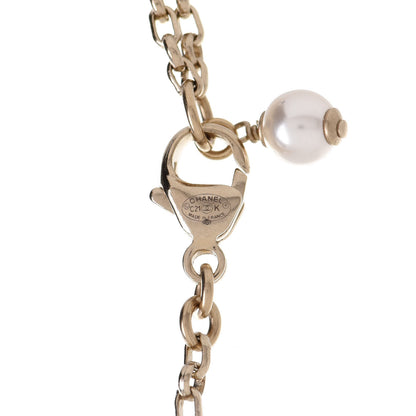 Chanel Pearl Crystal CC Pendant Necklace Gold 5 of 6