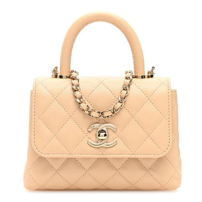 Chanel Caviar Quilted Coco Handle Clutch With Chain Beige 1 of 11