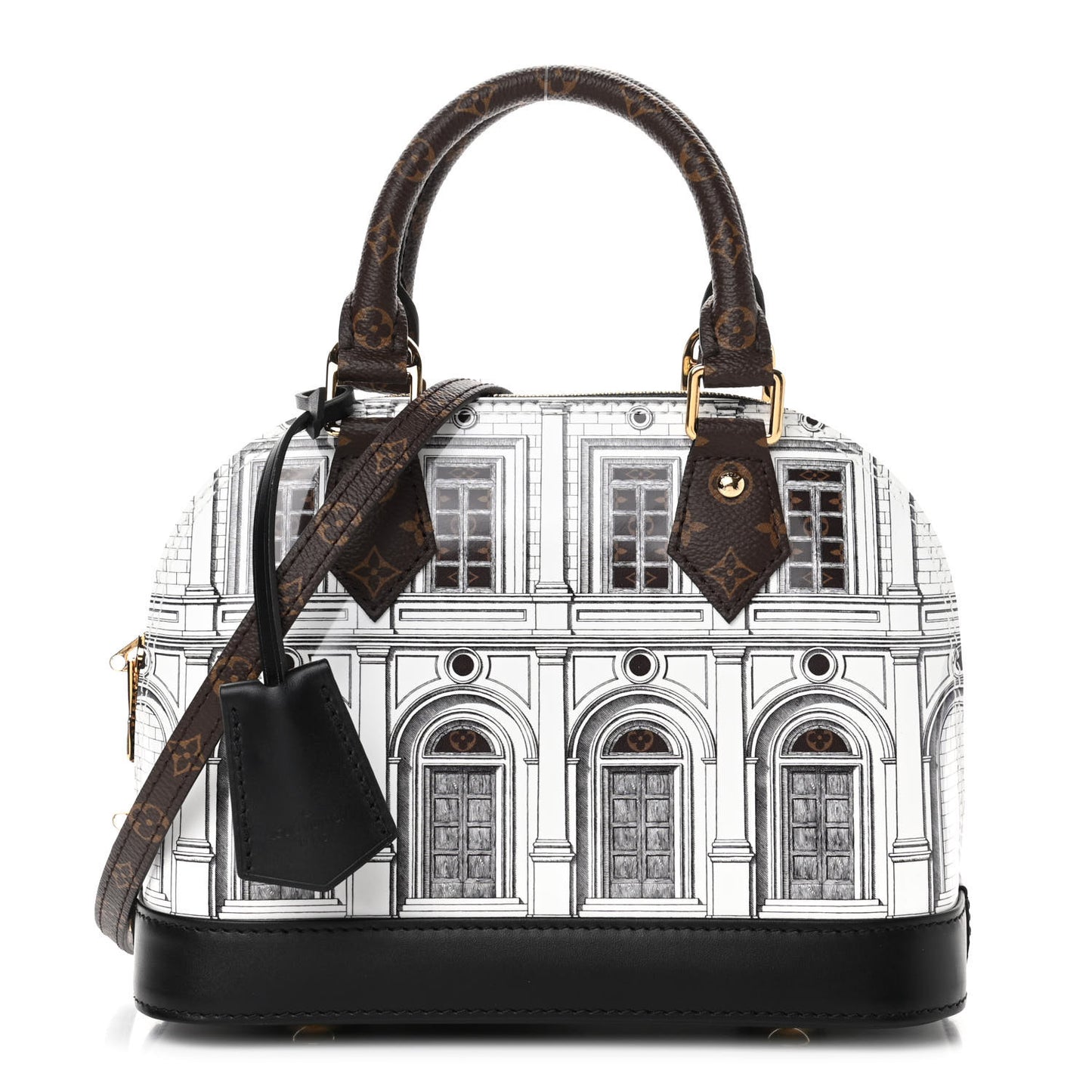 X FORNASETTI Calfskin Architettura Alma BB Black White