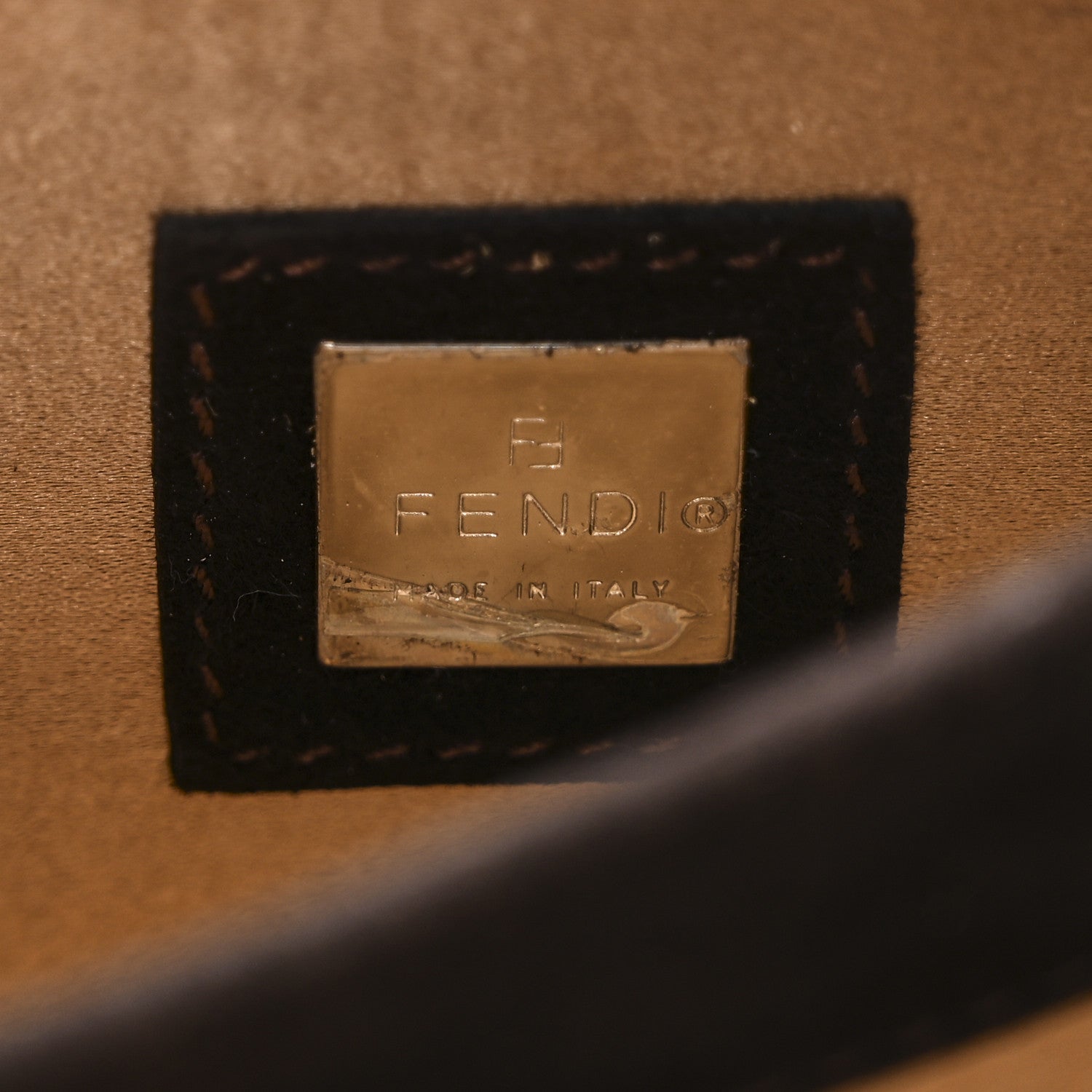 Fendi Suede Bicolor Mini Front Buckle Crossbody Bag Brown 6 of 9