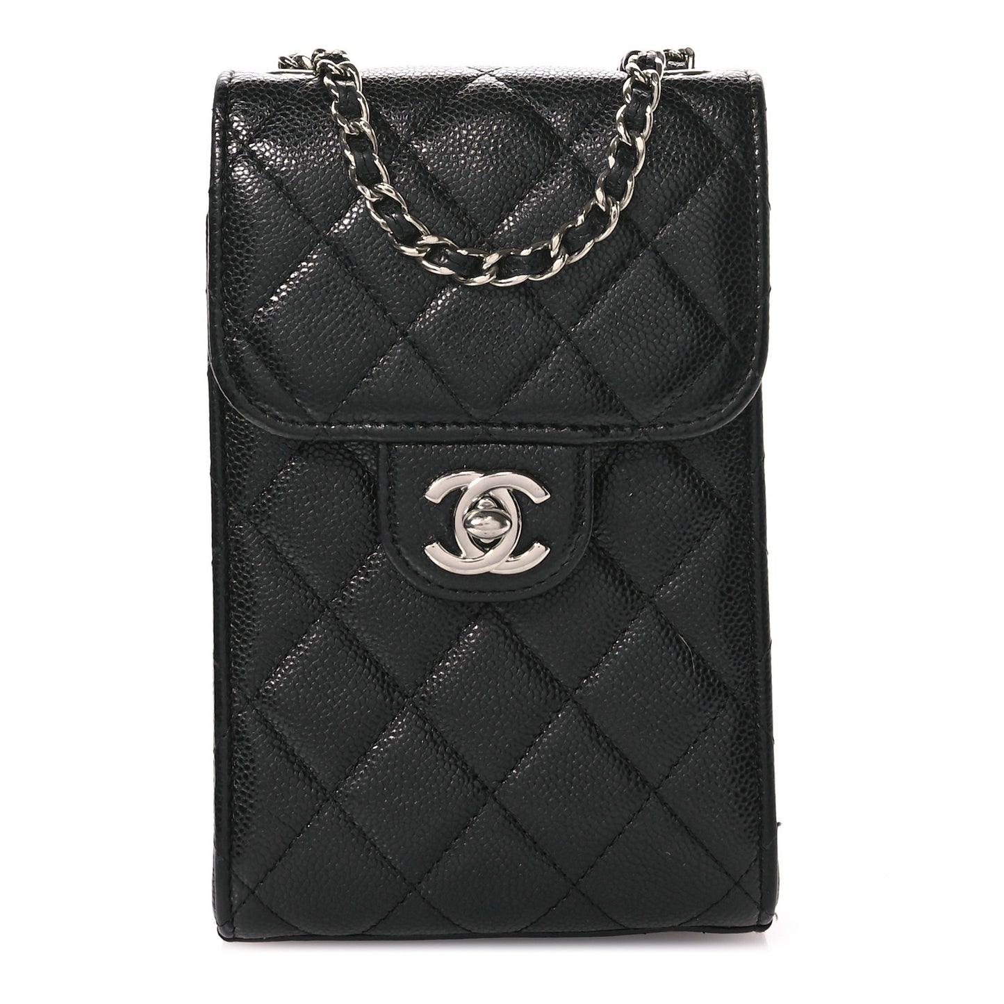 Caviar Quilted Classic Phone Holder Black