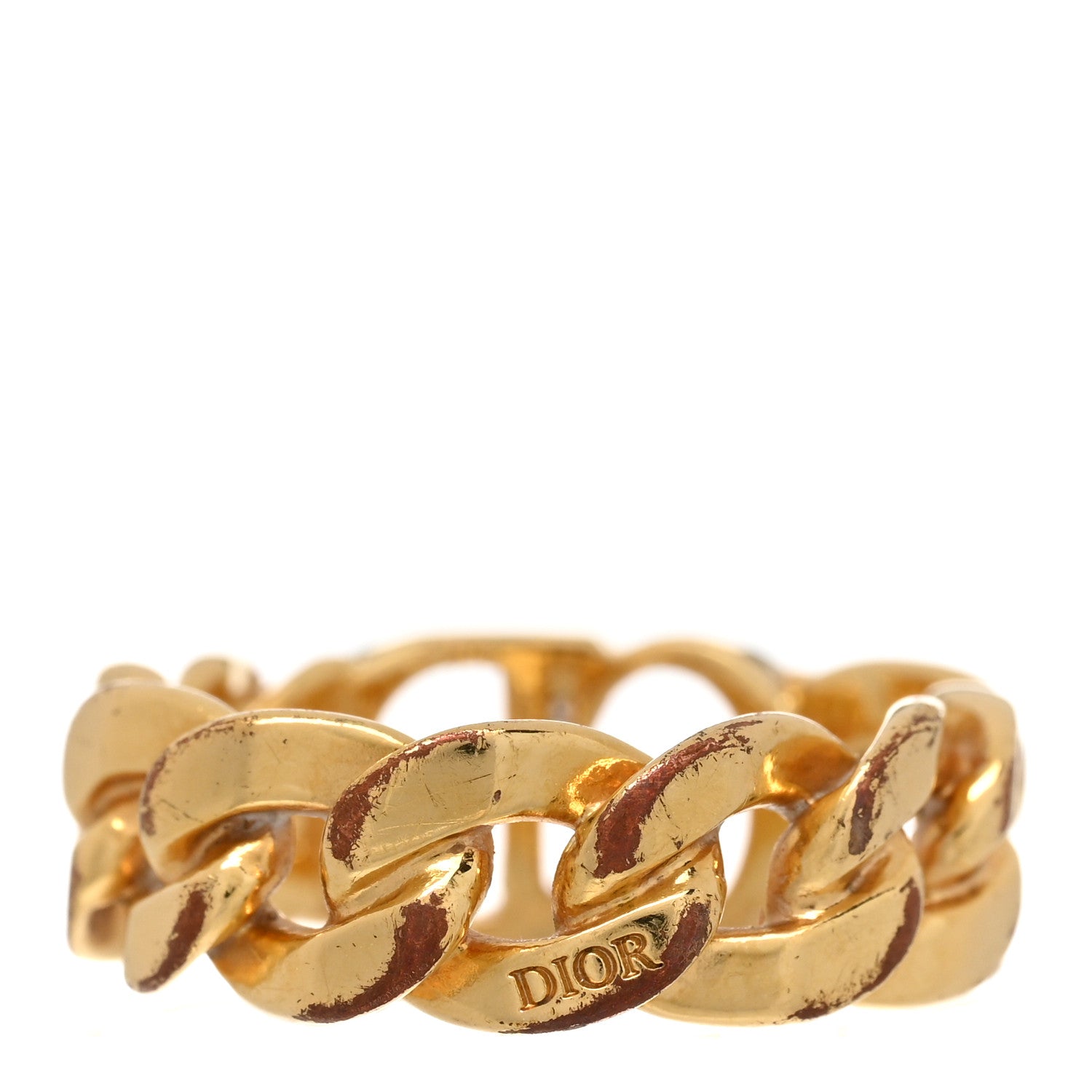 Christian Dior Metal Danseuse Etoile Chain Ring 54 6.75 Gold 3 of 5