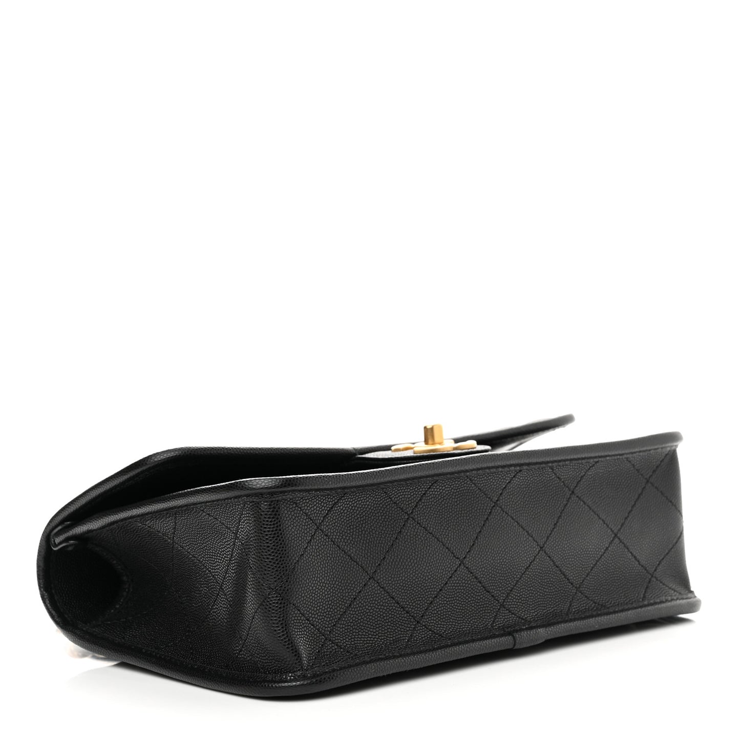 Caviar Quilted School Memory Small Top Handle Flap Black