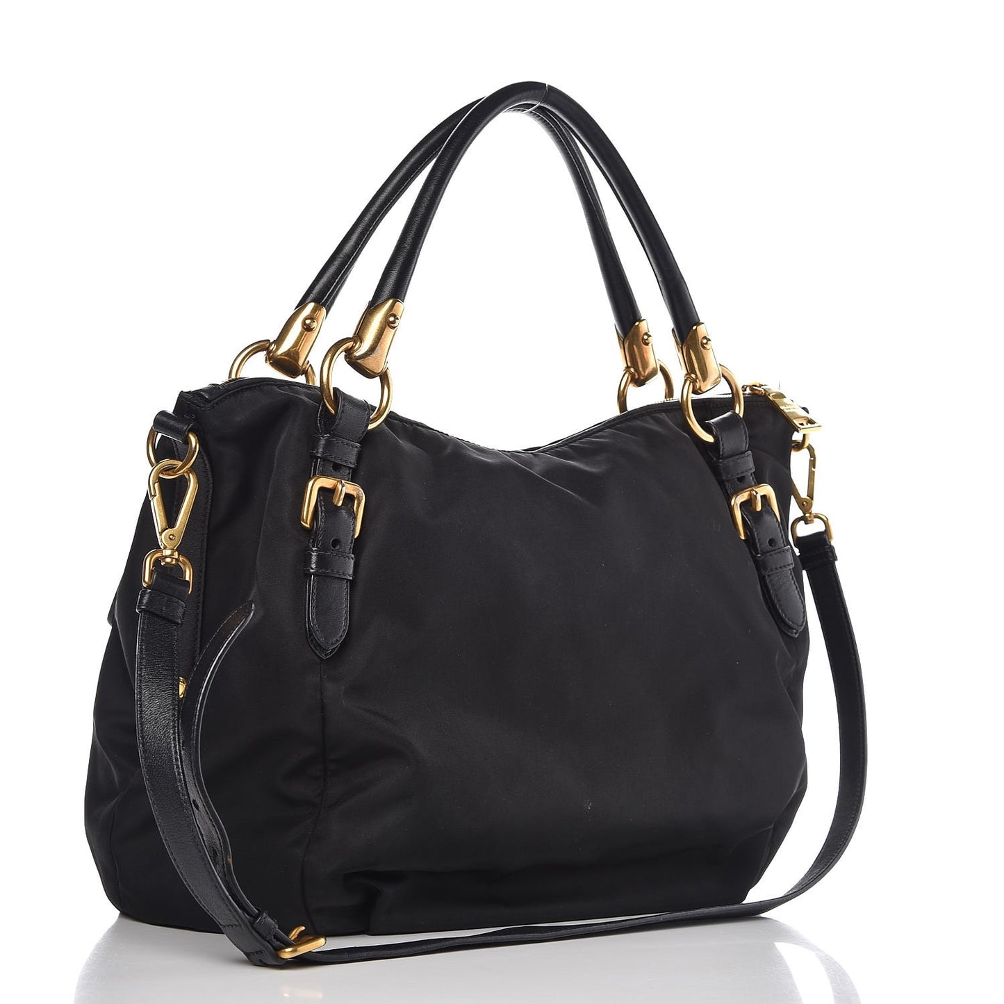 Tessuto Nylon Nappa Shoulder Bag Black