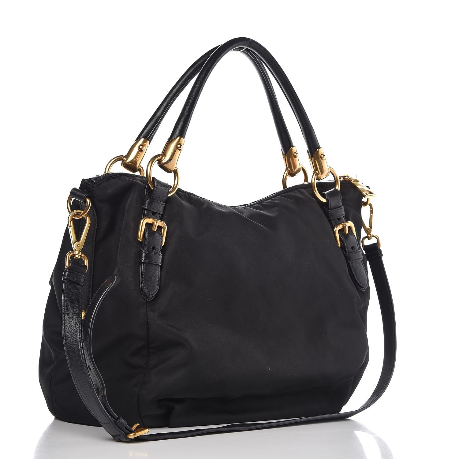 Prada Tessuto Nylon Nappa Shoulder Bag Black 4 of 12