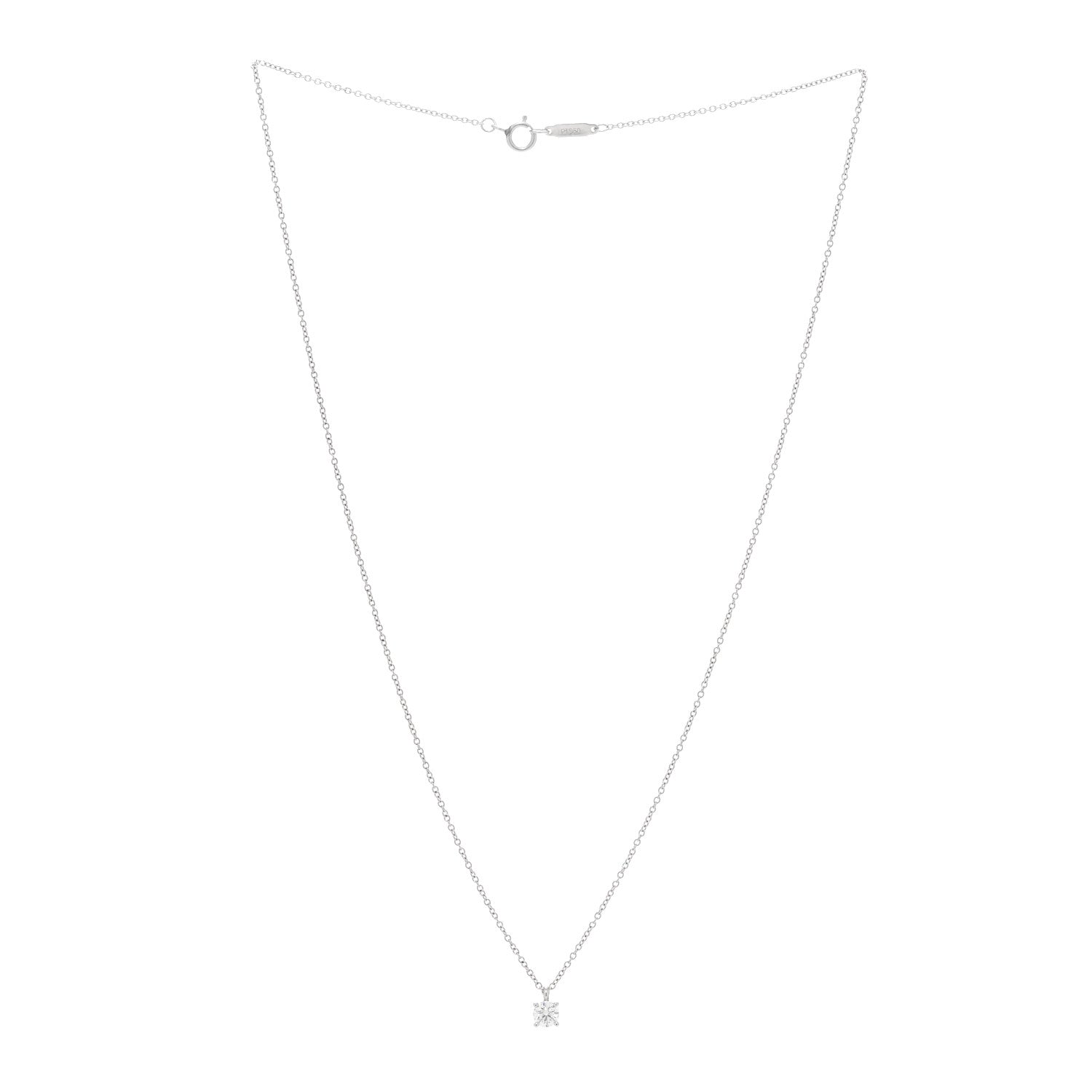 Tiffany Platinum Diamond .27ct Solitaire Pendant Necklace 3 of 5