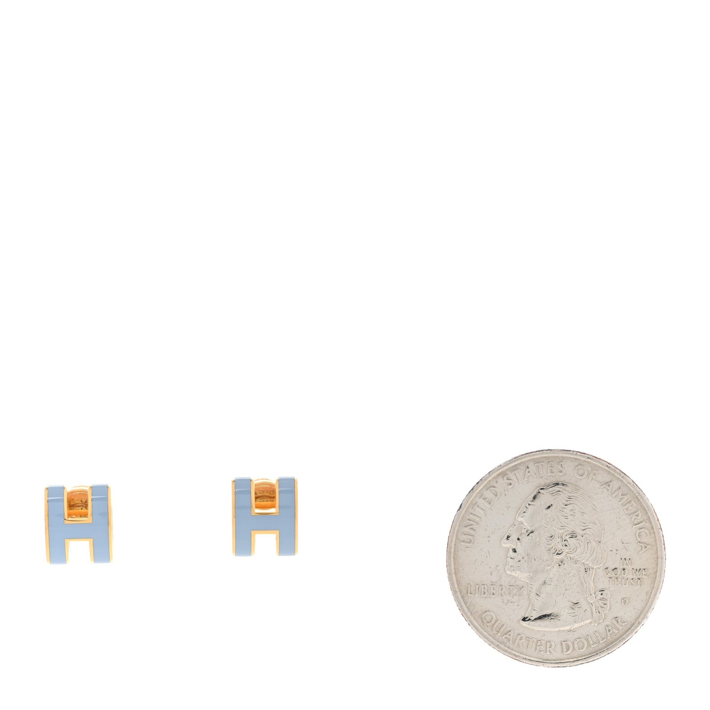 Gold Lacquered Mini Pop H Earrings Bleu Lin