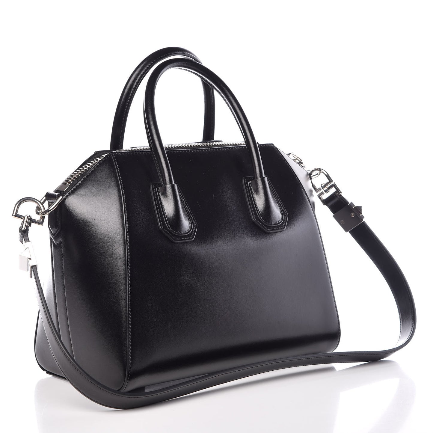 Shiny Lord Calfskin Small Antigona Black
