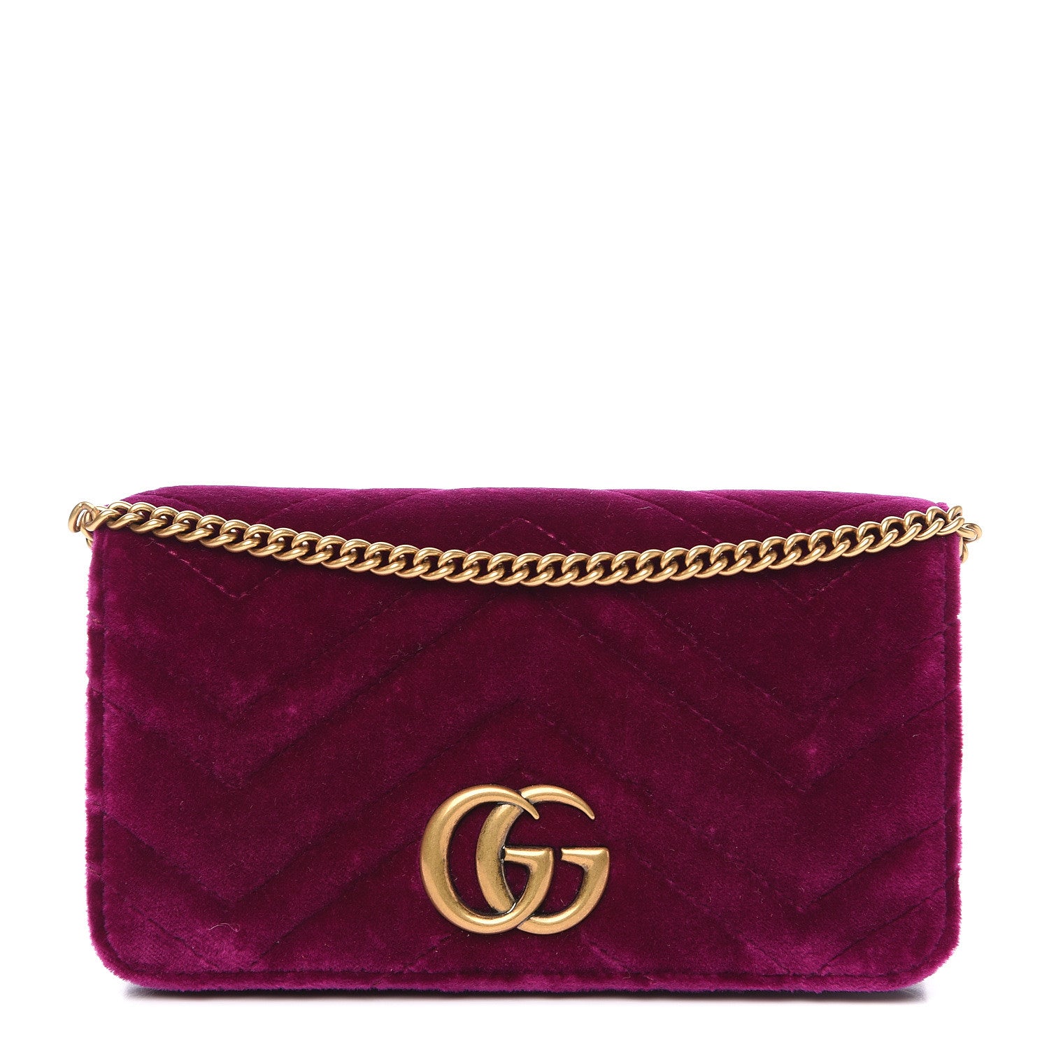 Gucci Velvet Matelasse GG Marmont Mini Bag Fuchsia Violet Cyclamen 1 of 12