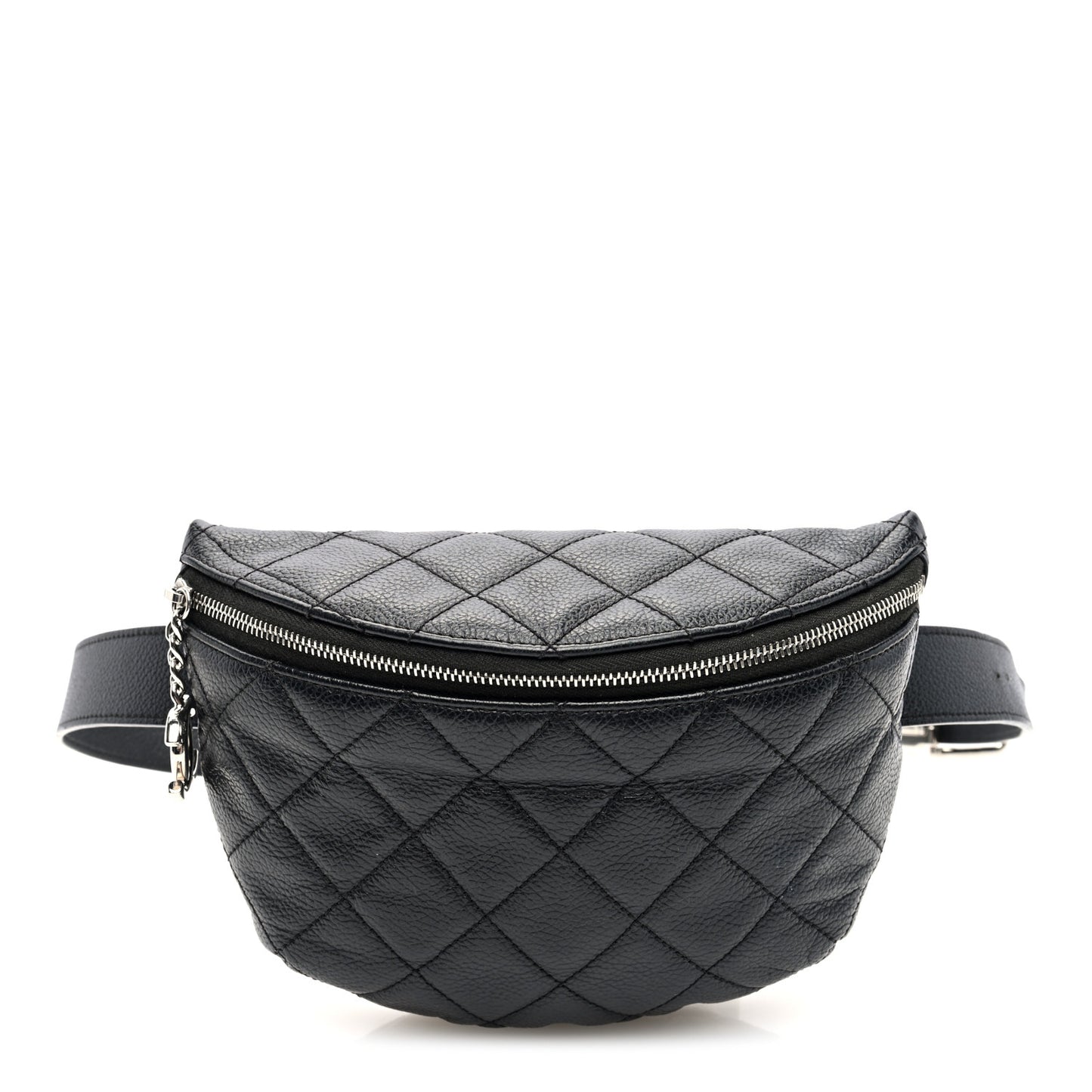 Grained Calfskin Quilted Waist Belt Bag Black