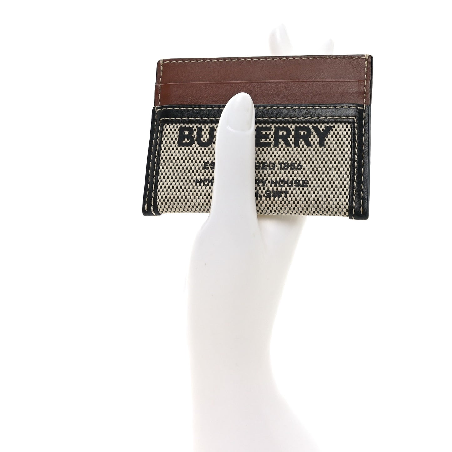 Cotton Canvas Horseferry Print Card Holder Natural Tan