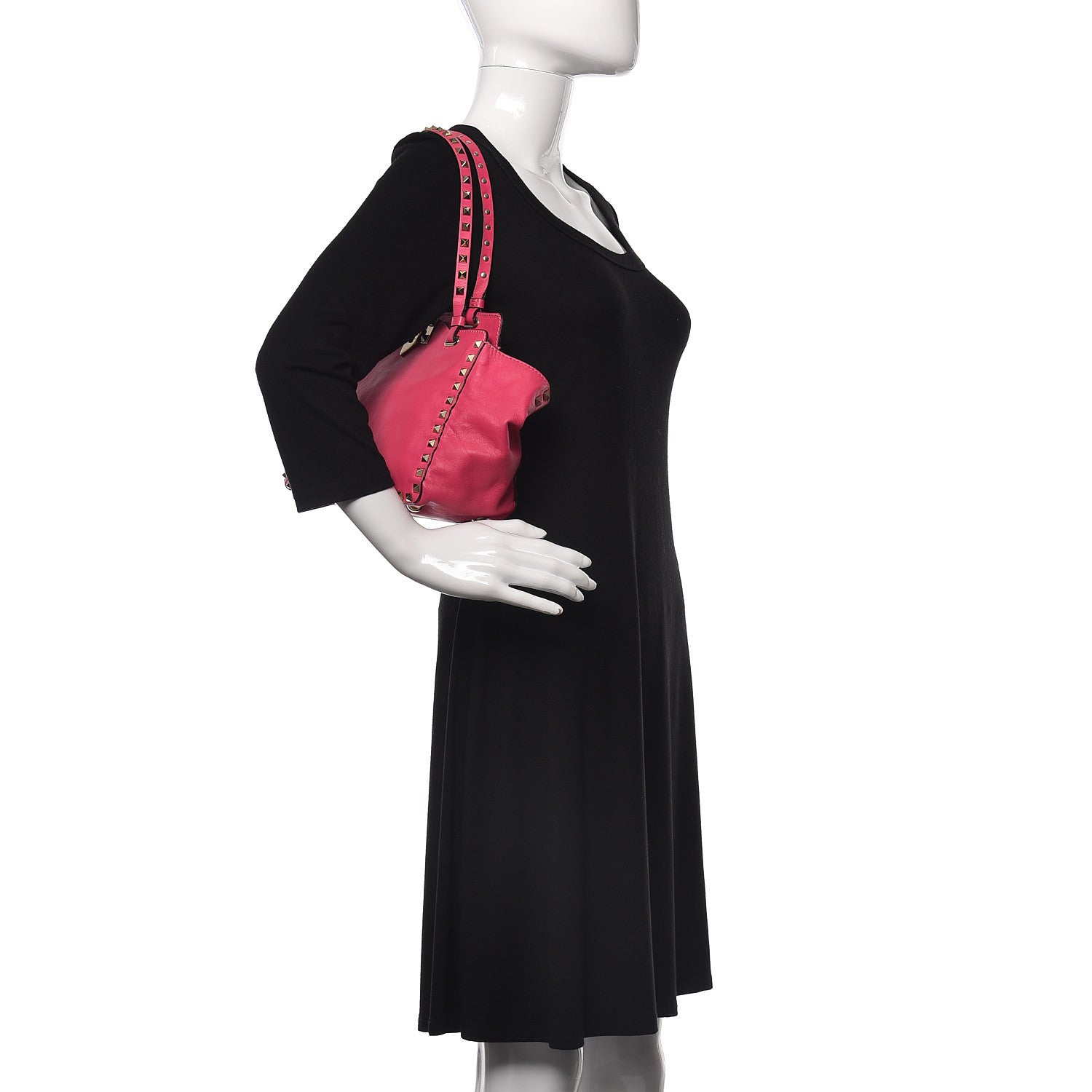 Valentino Garavani Vitello Small Rockstud Tote Pop Fuxia 2 of 19