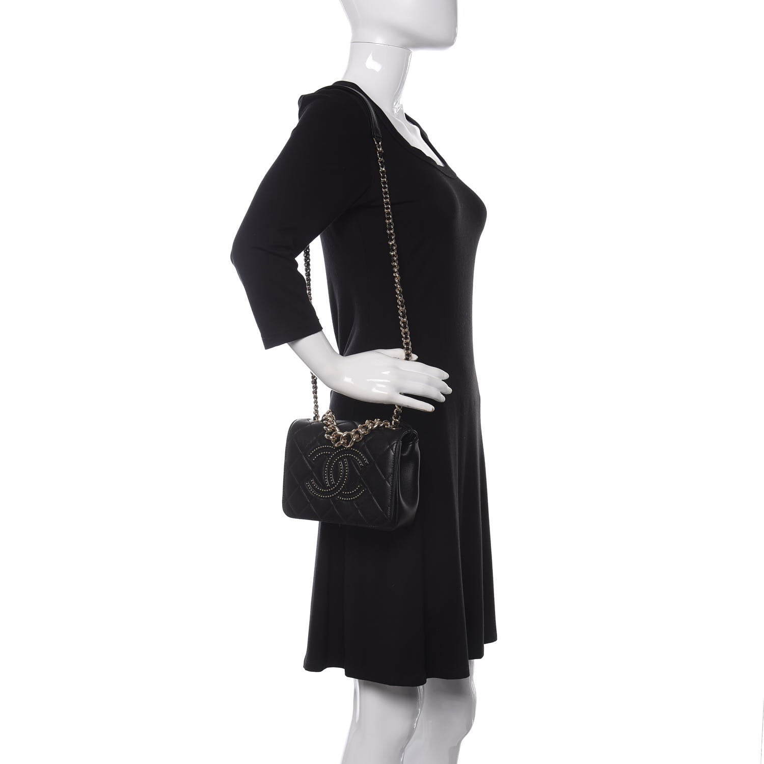 Chanel Lambskin Quilted Studded Beauty Begins Flap Black 2 of 11