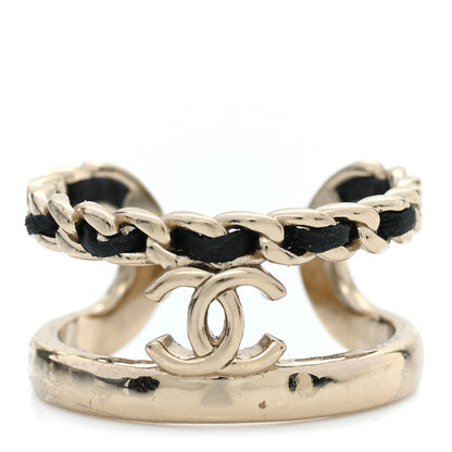 Chanel Metal Lambskin CC Ring 54 Gold Black 1 of 5