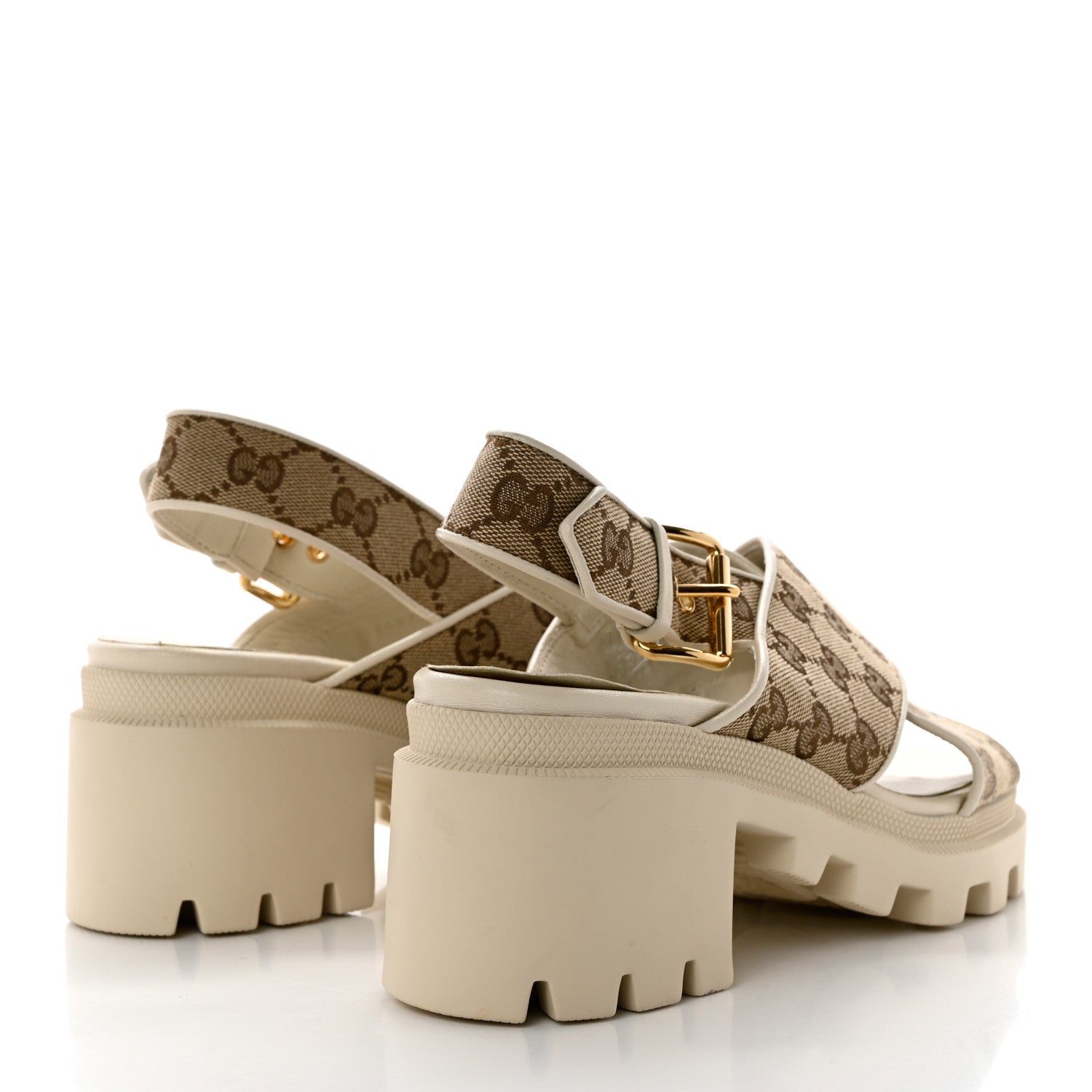 Gucci Monogram Granada Kid Trip 40/72mm Lug Sole Sandals 38.5 Beige Ebony Mystic White 4 of 9