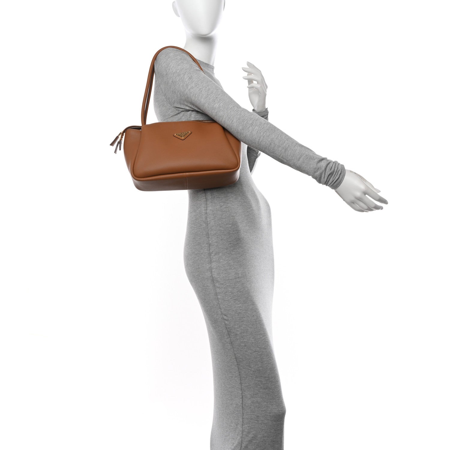 Prada Calfskin Medium Shoulder Bag Caramel 2 of 9