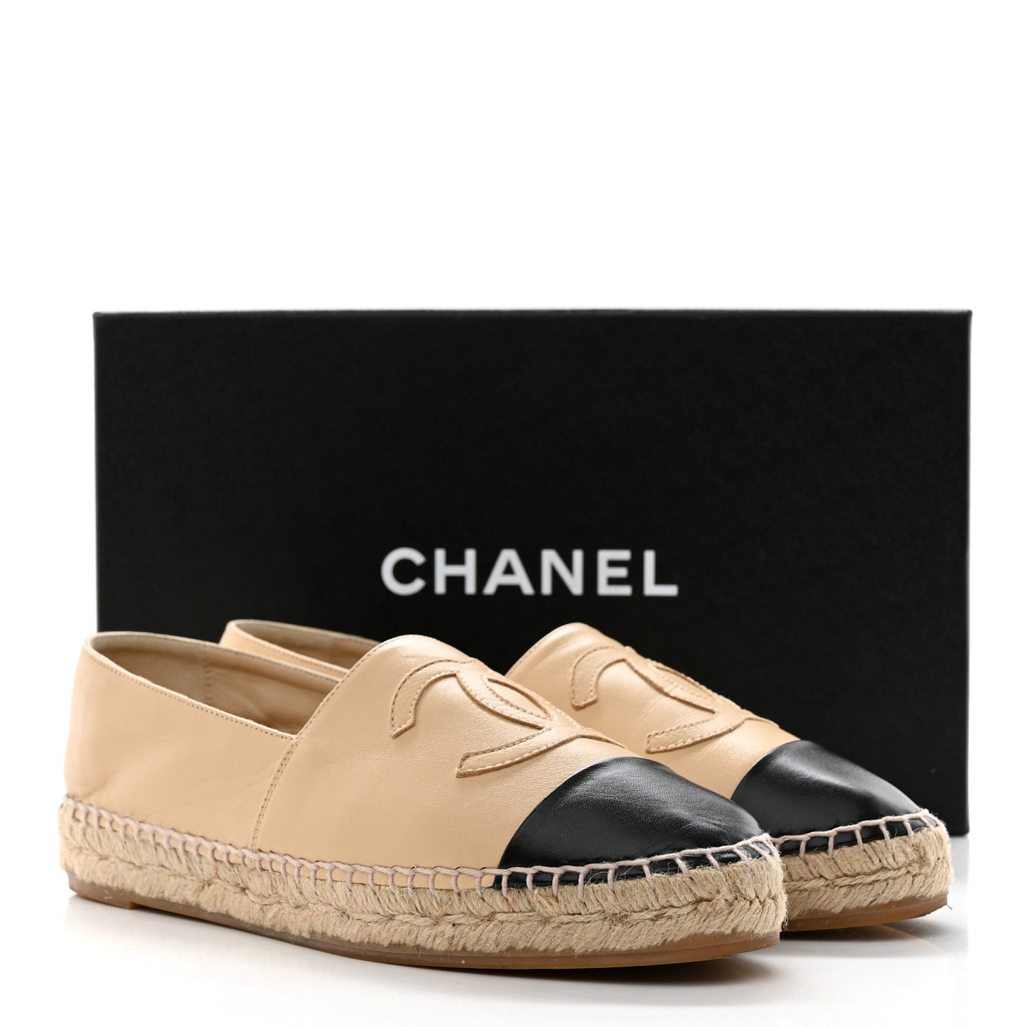 Lambskin CC Espadrilles 38 Beige Black