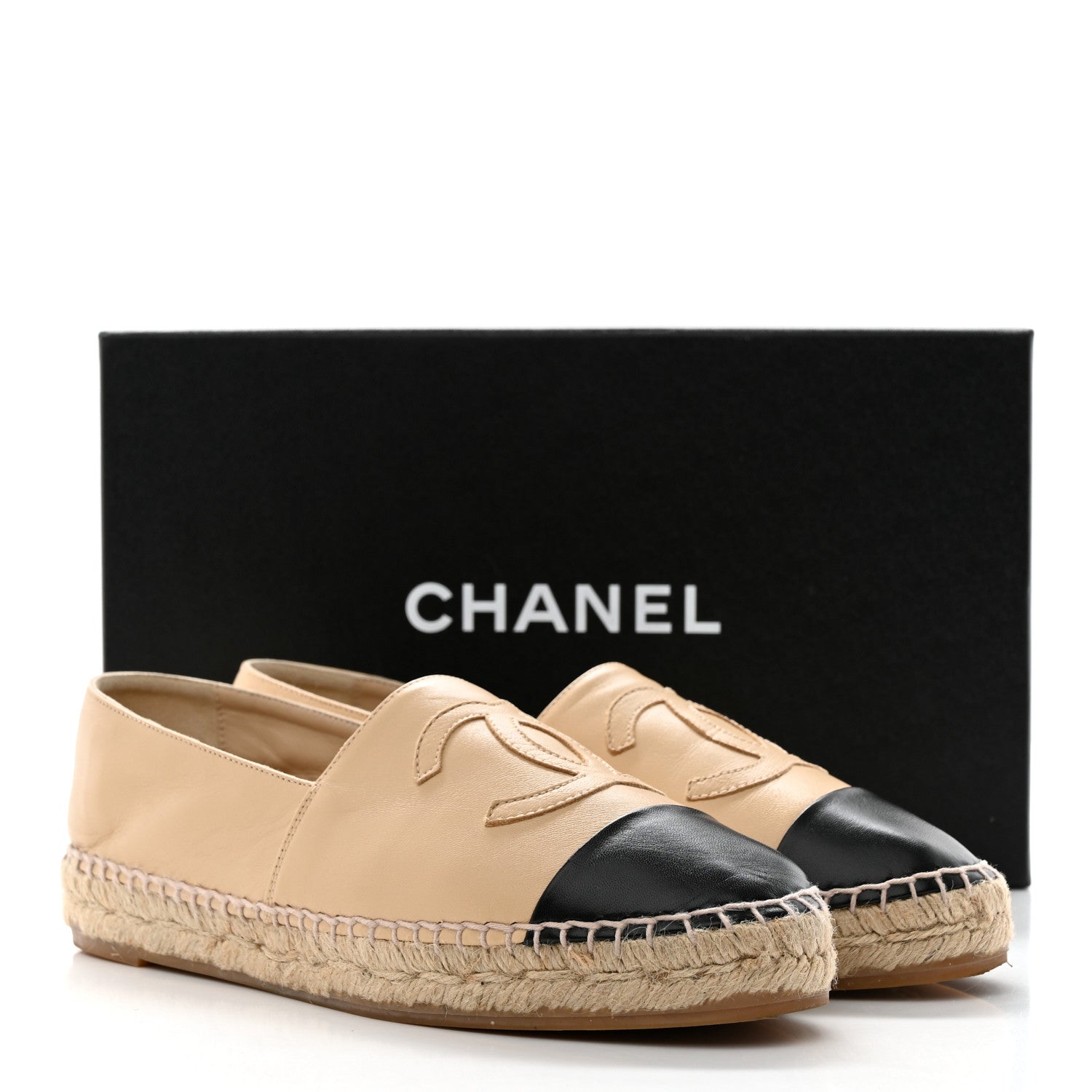 Chanel Lambskin CC Espadrilles 38 Beige Black 9 of 9