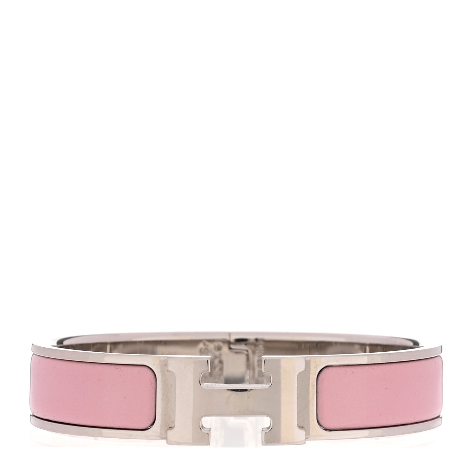 Hermes Enamel Narrow Clic Clac H Bracelet PM Rose Dragee 1 of 5