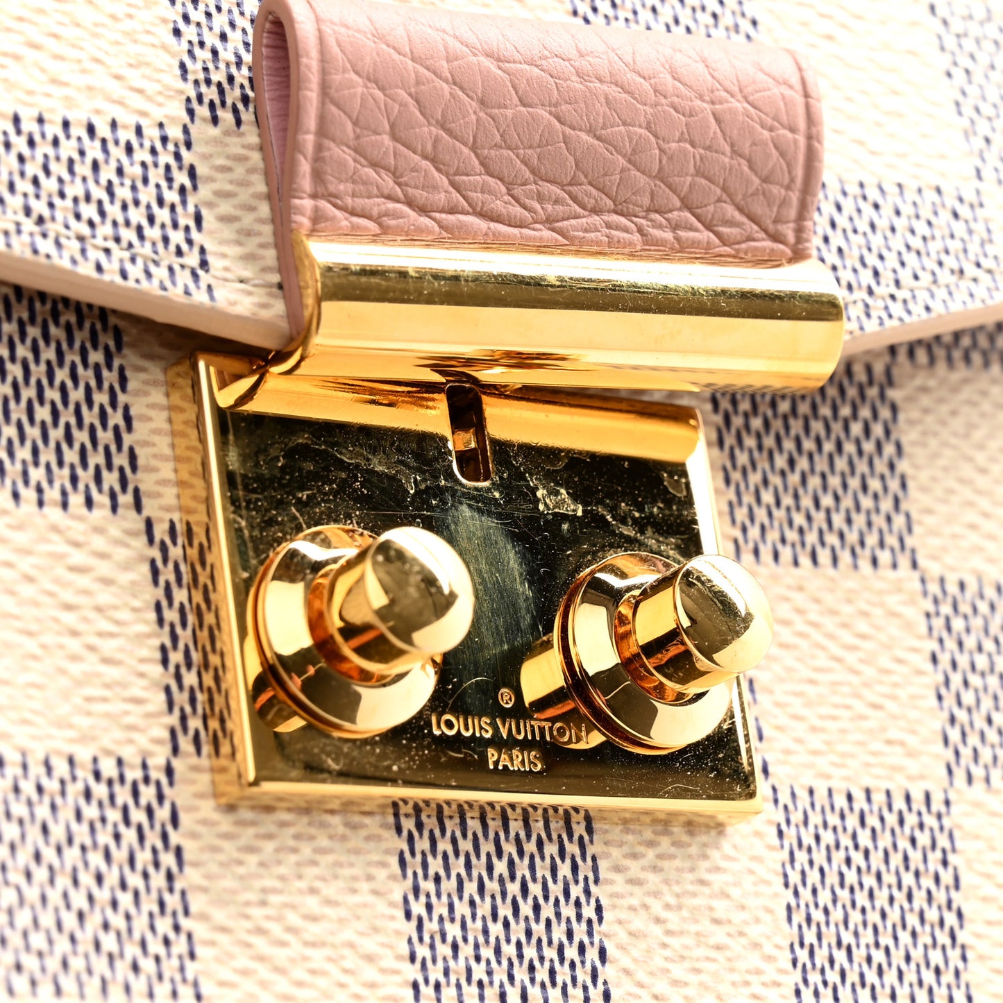Damier Azur Croisette Chain Wallet Rose Ballerine