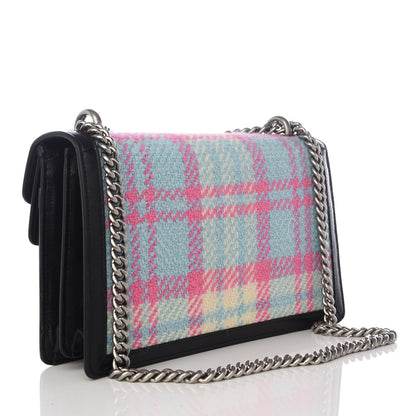 Gucci Tweed Azalea Calfskin Candy Madras Small Dionysus Shoulder Bag Blue Pink Black 2 of 9