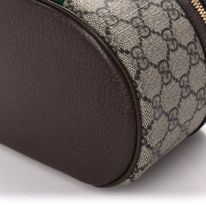 Gucci GG Supreme Monogram Textured Calfskin Web Ophidia Vanity Cosmetic Case Beige Ebony New Acero 11 of 13