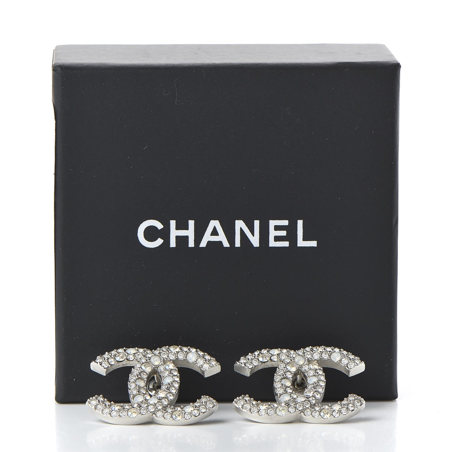 Crystal Large CC Earrings Silver