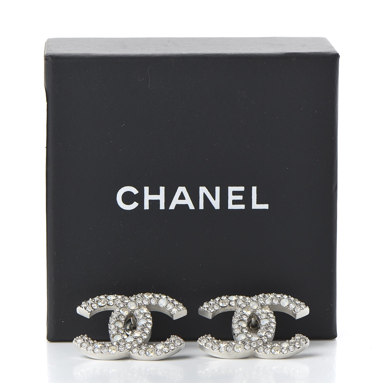 Chanel Crystal Large CC Earrings Silver 5 of 6