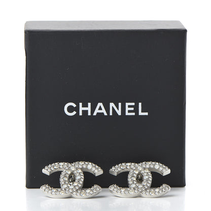 Chanel Crystal Large CC Earrings Silver 5 of 6