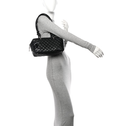Chanel Calfskin Quilted Large Cambon Bowler Black 2 of 14