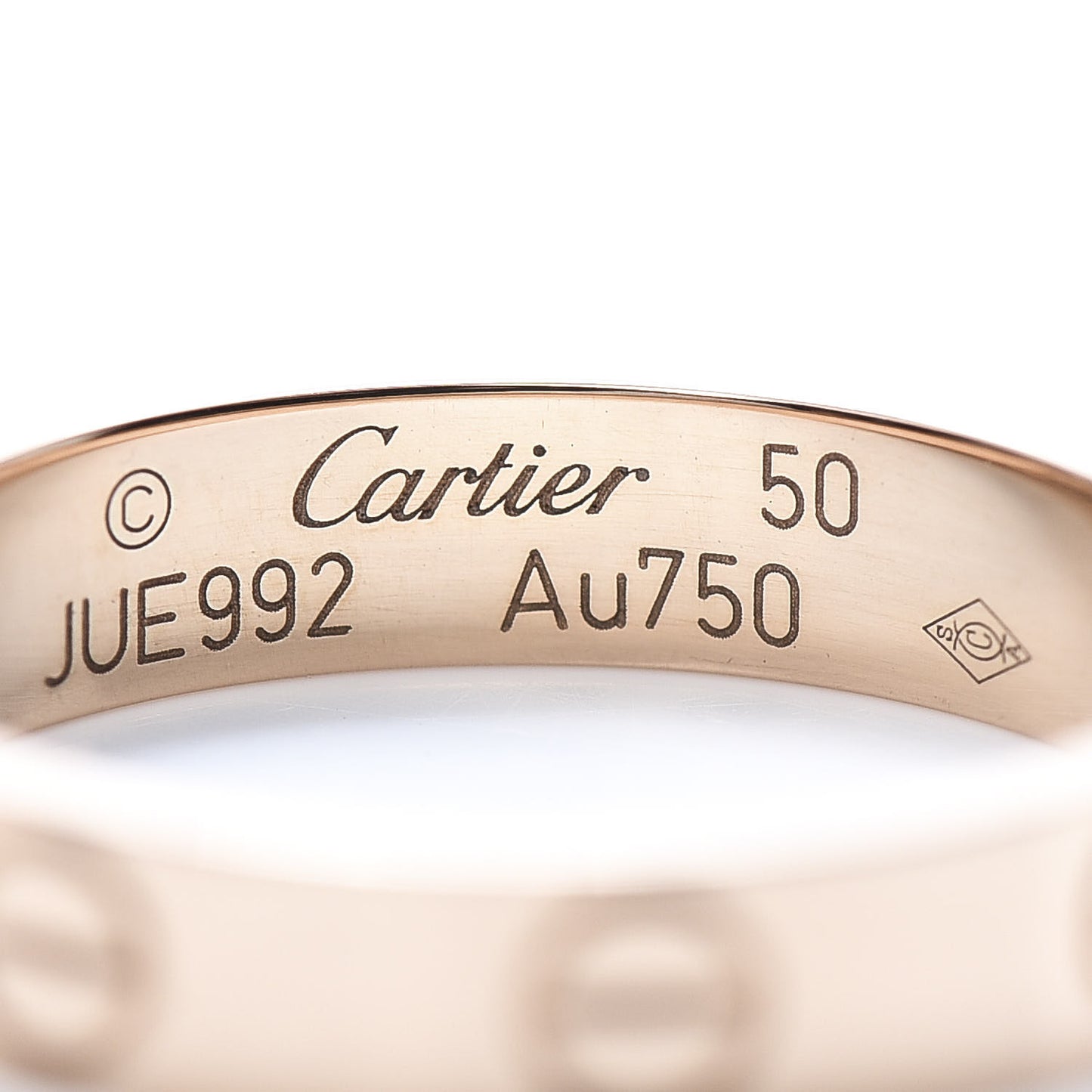 18K Pink Gold 3.5mm LOVE Wedding Band Ring 50 5.25
