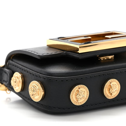 Fendi X VERSACE Vitello Seta Fendace Studded Nano Brooch Baguette Black 9 of 11