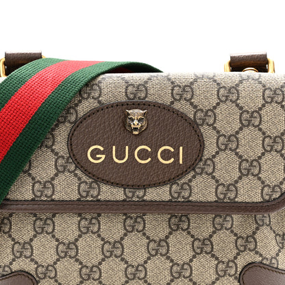Gucci GG Supreme Monogram Web Small Neo Vintage Double Flap Messenger Bag Beige New Acero 8 of 11