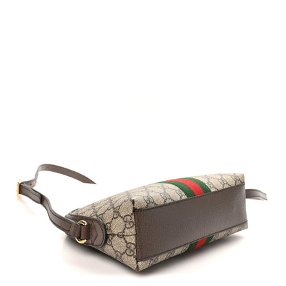 Gucci GG Supreme Monogram Textured Dollar Calfskin Web Small Ophidia Dome Shoulder Bag Beige Ebony New Acero 3 of 9