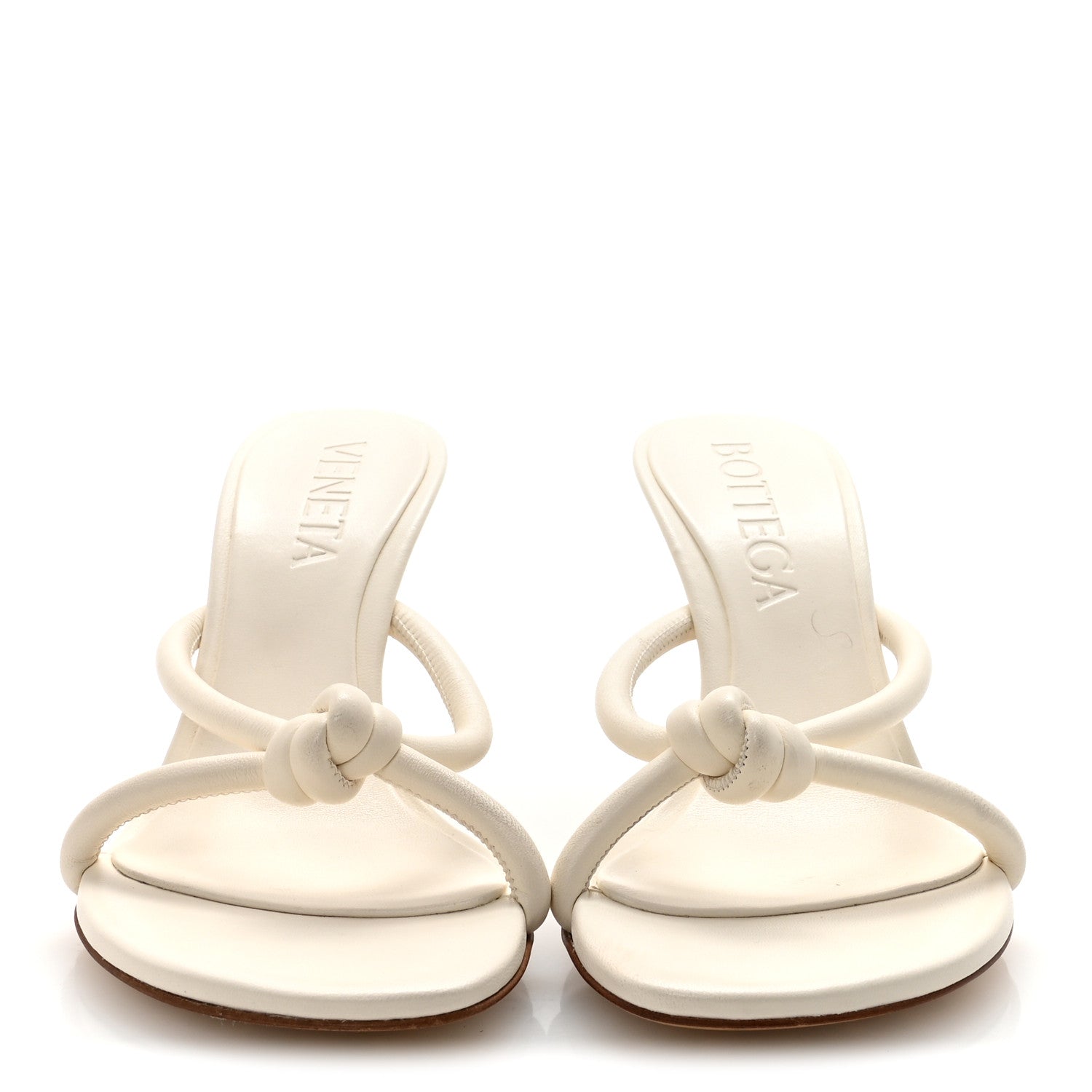 Bottega Veneta Lambskin Blink Knot Mule Sandals 35.5 White 1836256